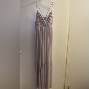 David’s Bridal Womens Maxi Bridesmaid Tank Dress Taupe Lavender Size 8 Bust 34”